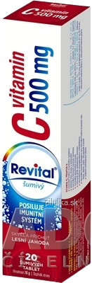 Revital Vitamín C 500 mg s príchuťou lesná jahoda 20 šumivých tabliet