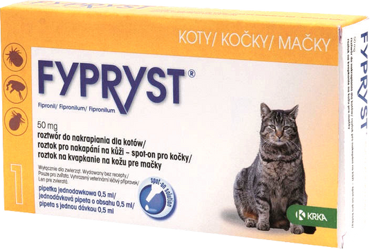 Fypryst Mačky roztok na kvapkanie na kožu 50 mg 0.5 ml