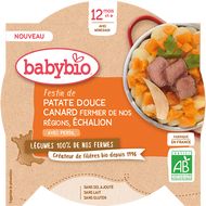 Babybio Sladké zemiaky s kačacím mäsom z voľného chovu, šalotkou Echalion a štipkou rozmarínu 230 g