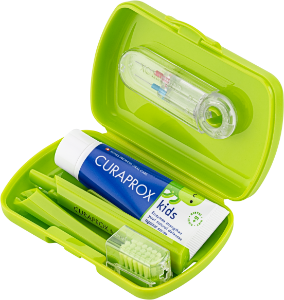 Curaprox Travel set KIDS zelený