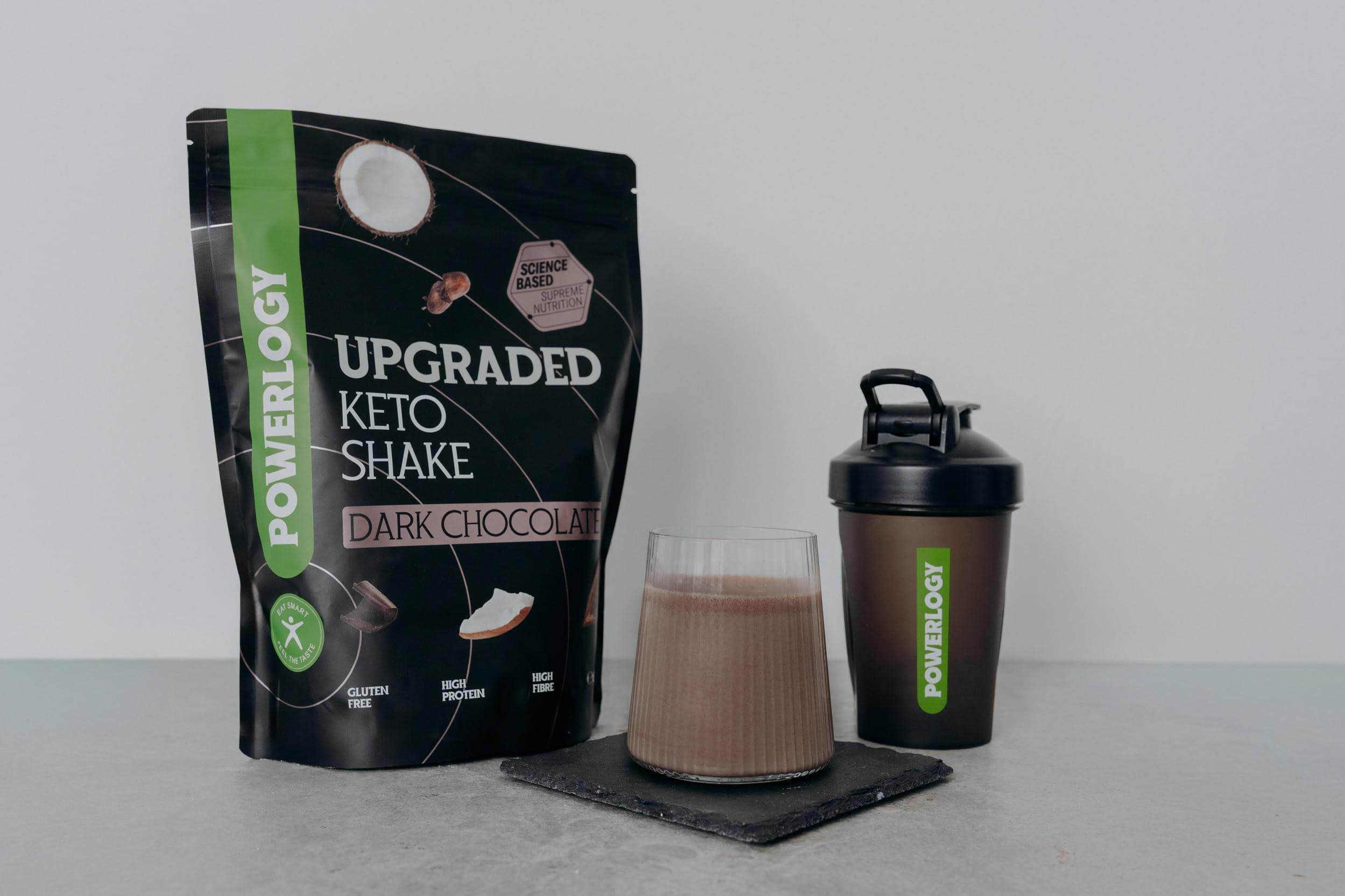Powerlogy Upgraded Keto Shake Dark Chocolate 600 g