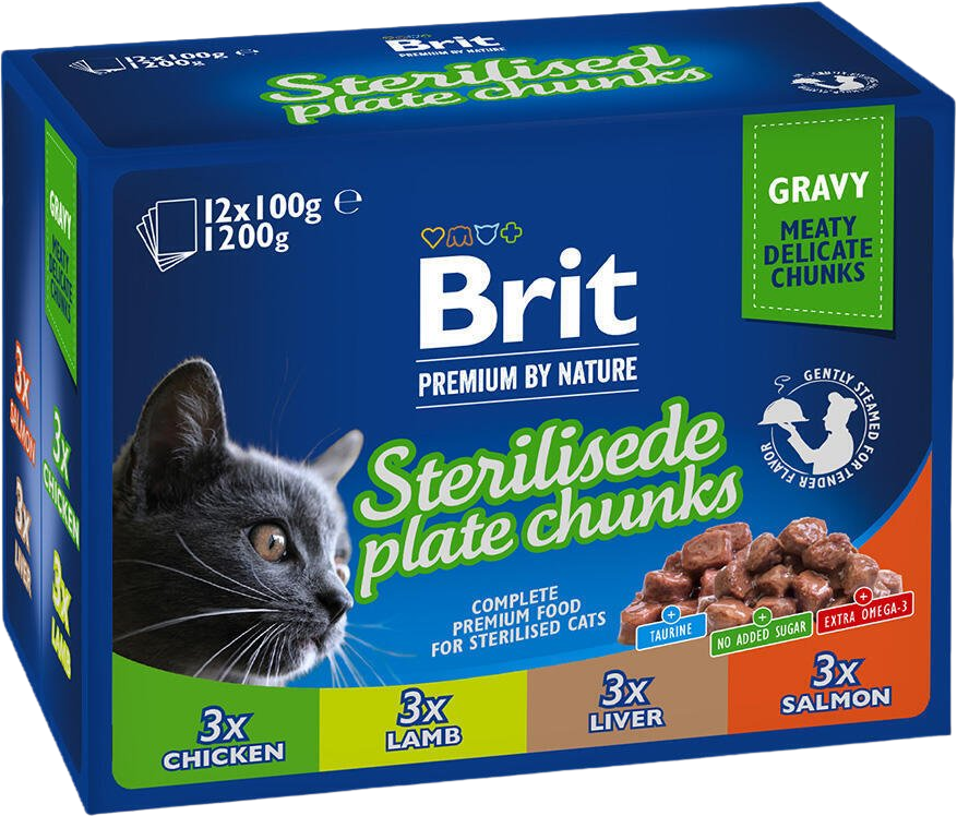 Brit Premium Cat vrecko Sterilised Plate 12 x 100 g