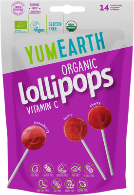 YumEarth BIO ovocné lízanky s vitamínom C 14 ks