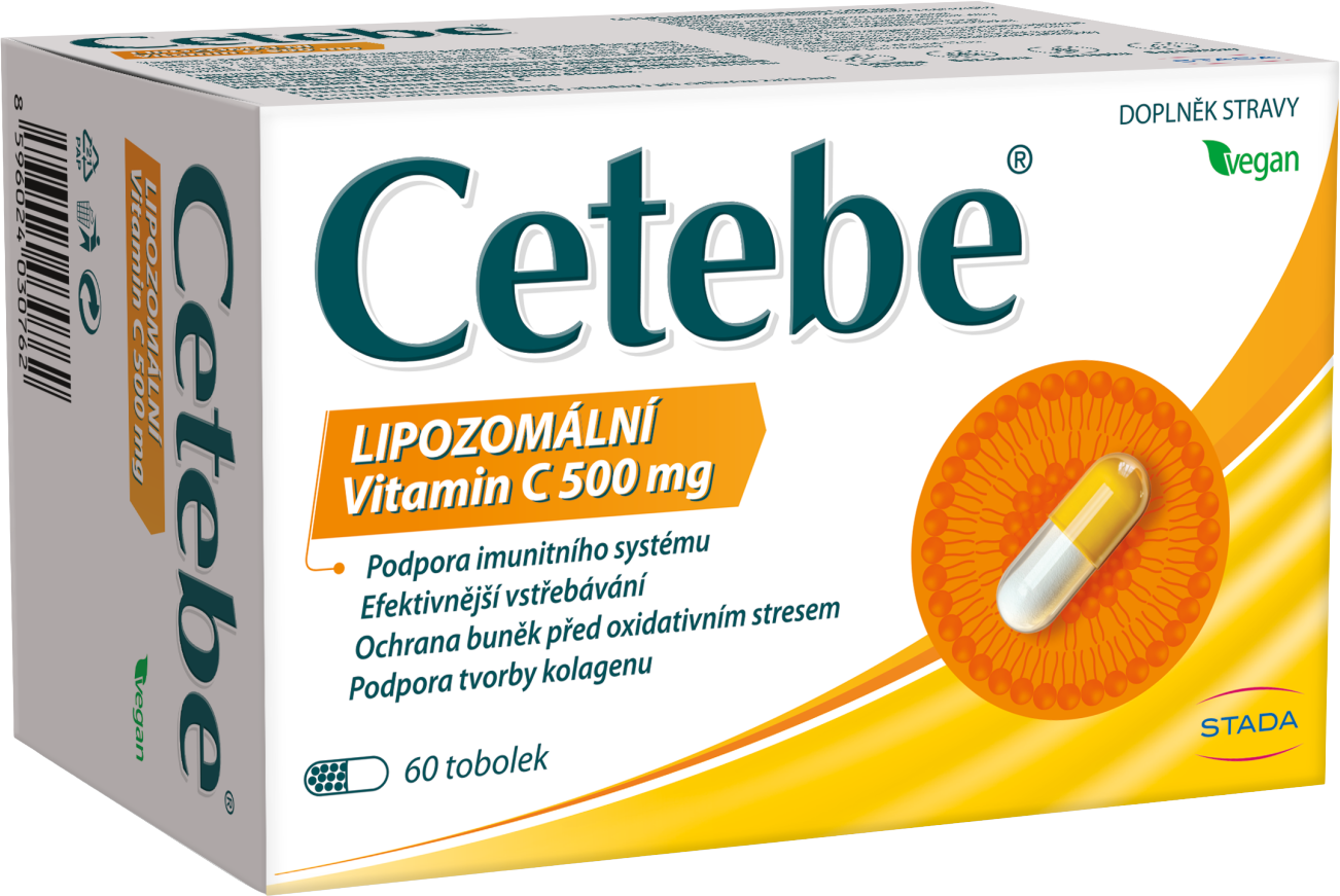 Cetebe Lipozomálny vitamín C 500 mg 60 tvrdých kapsúl