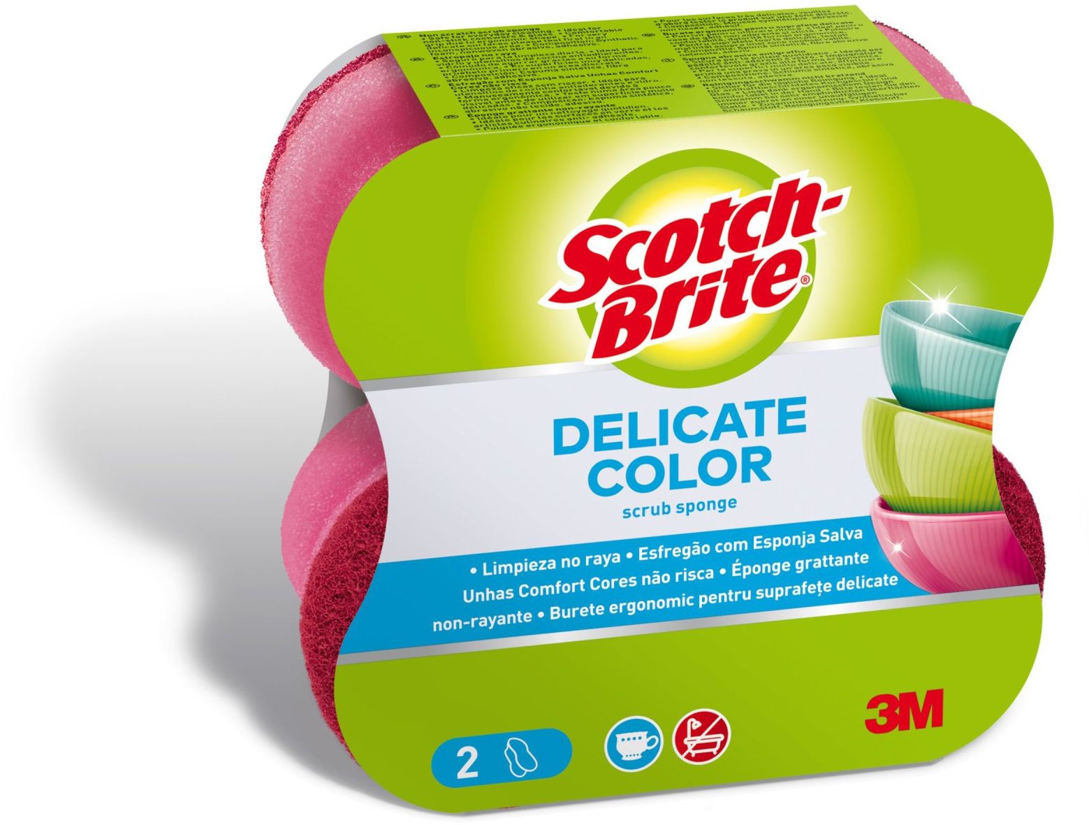 3M Scotch-Brite® Delicate Comfort - Neškrabavá farebná hubka 2 ks