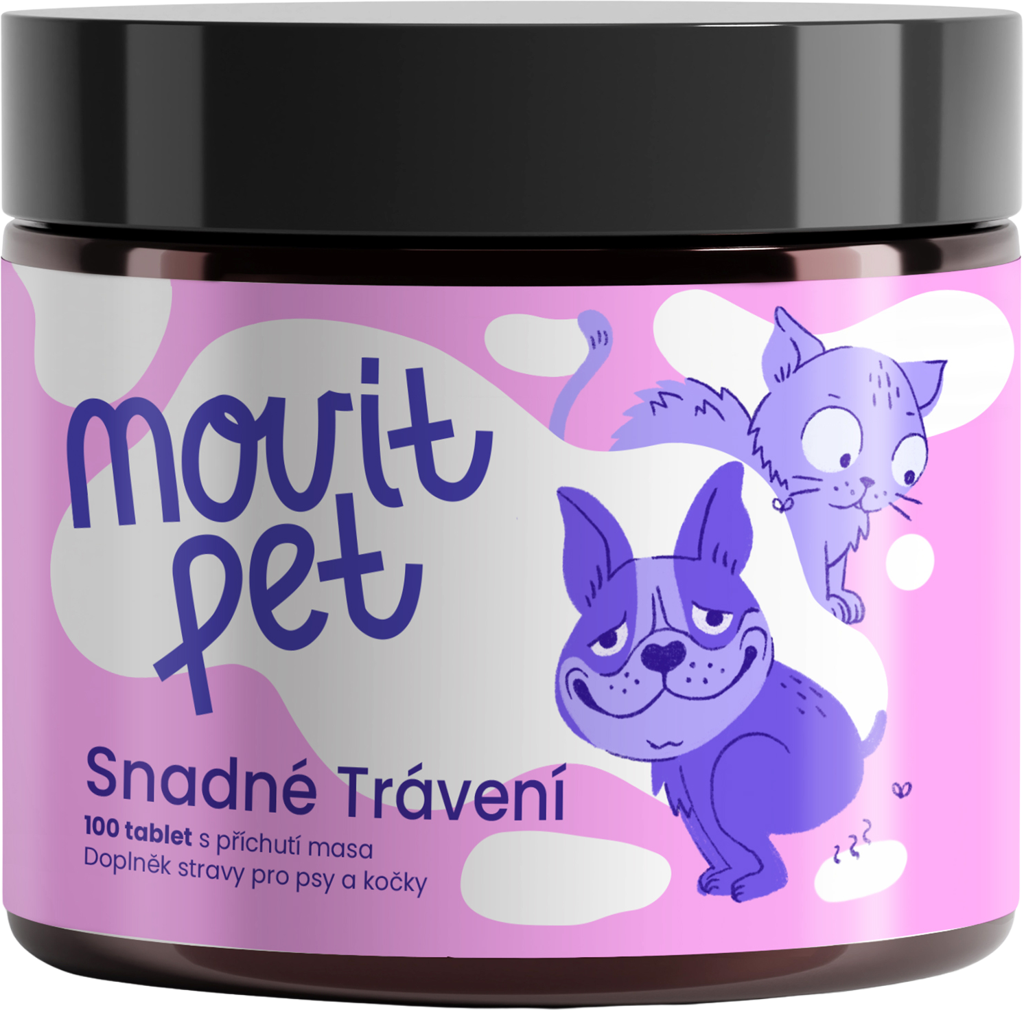 MOVit Energy PET Jednoduché trávenie s príchuťou mäsa 100 tabliet