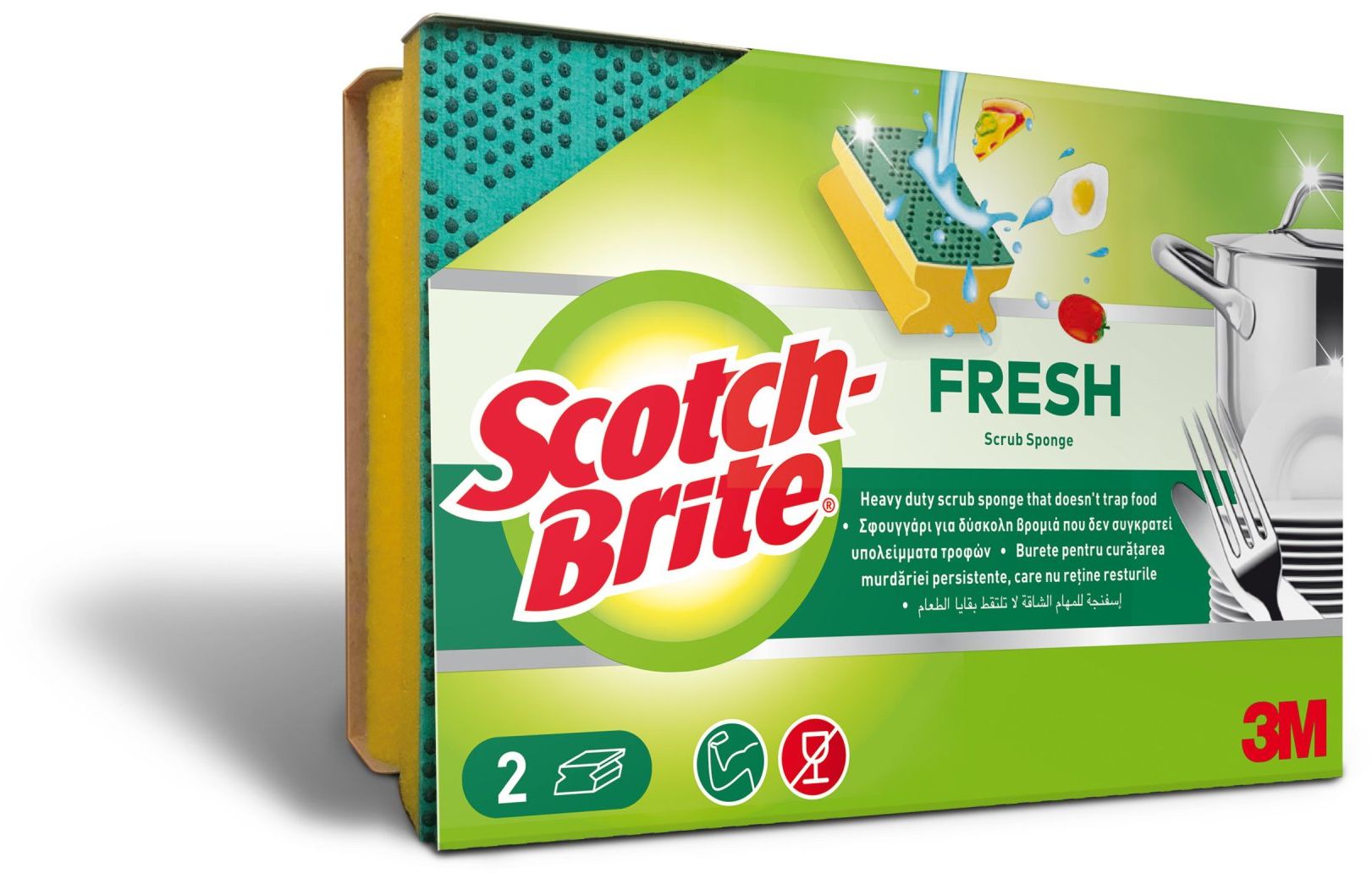 3M Scotch-Brite® čistiaca hubka Fresh chrániaca nechty na povrch odolný proti poškriabaniu 2 ks