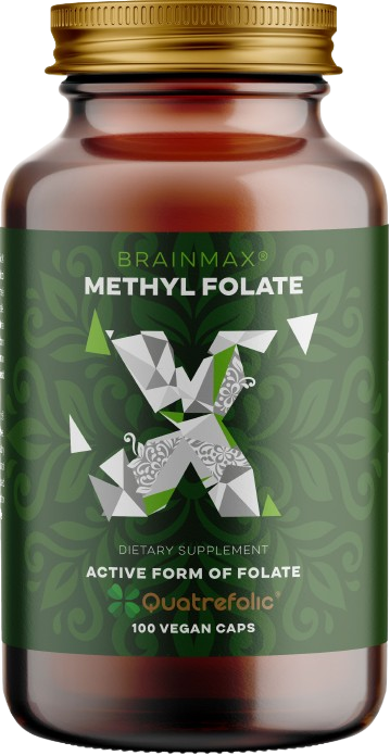 BrainMax Methyl Folate, Kyselina listová v aktívnej forme, 400 mcg, 100 kapsúl