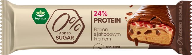 Topnatur Tyčinka proteínová banán s jahodovým krémom 40 g