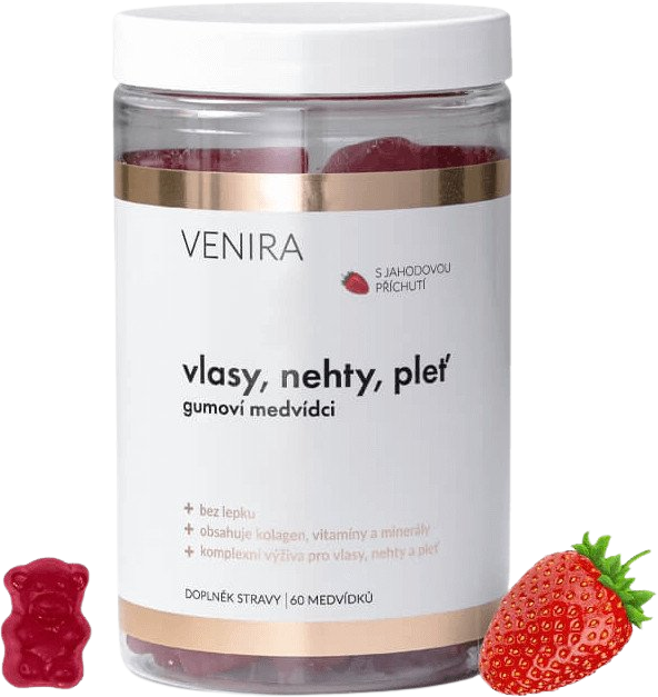 Venira Vlasy, nechty a pleť, gumové medvedíky, jahoda 60 ks
