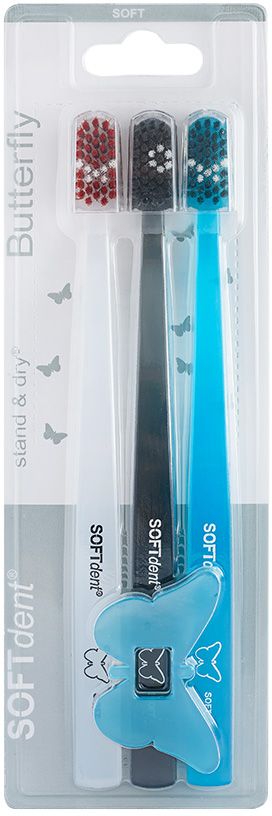 SOFTdent Butterfly Zubná kefka SOFT 3 ks