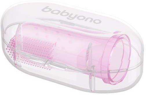 BabyOno Kefka zubná prstová s puzdrom ružová