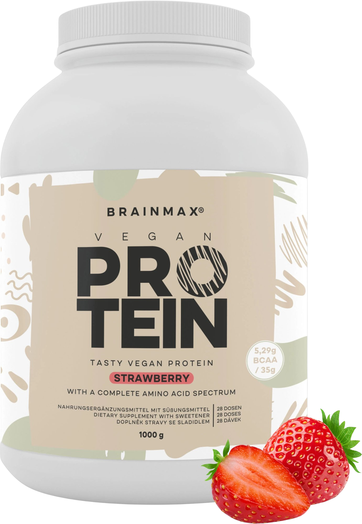 BrainMax Vegan protein jahoda 1000 g