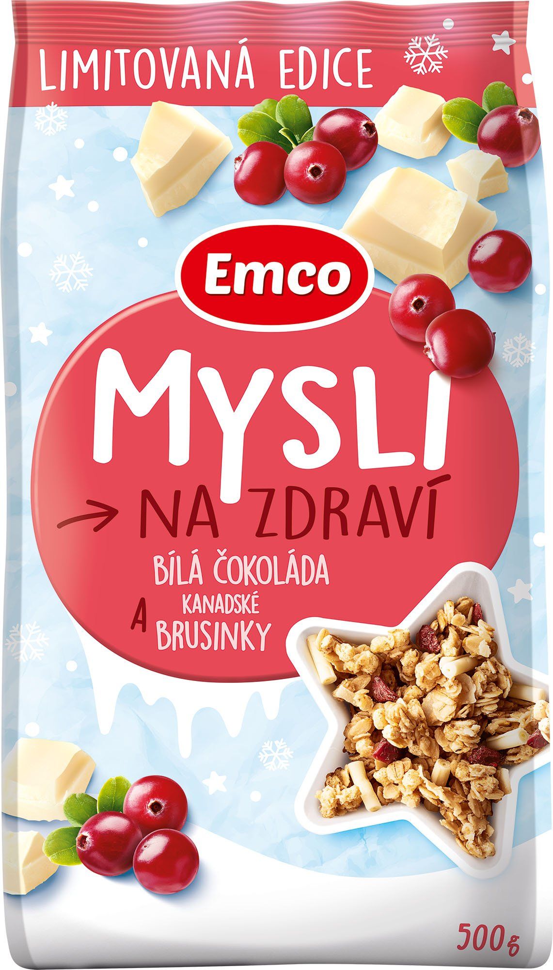 Emco Müsli brusnica a biela čokoláda 500 g