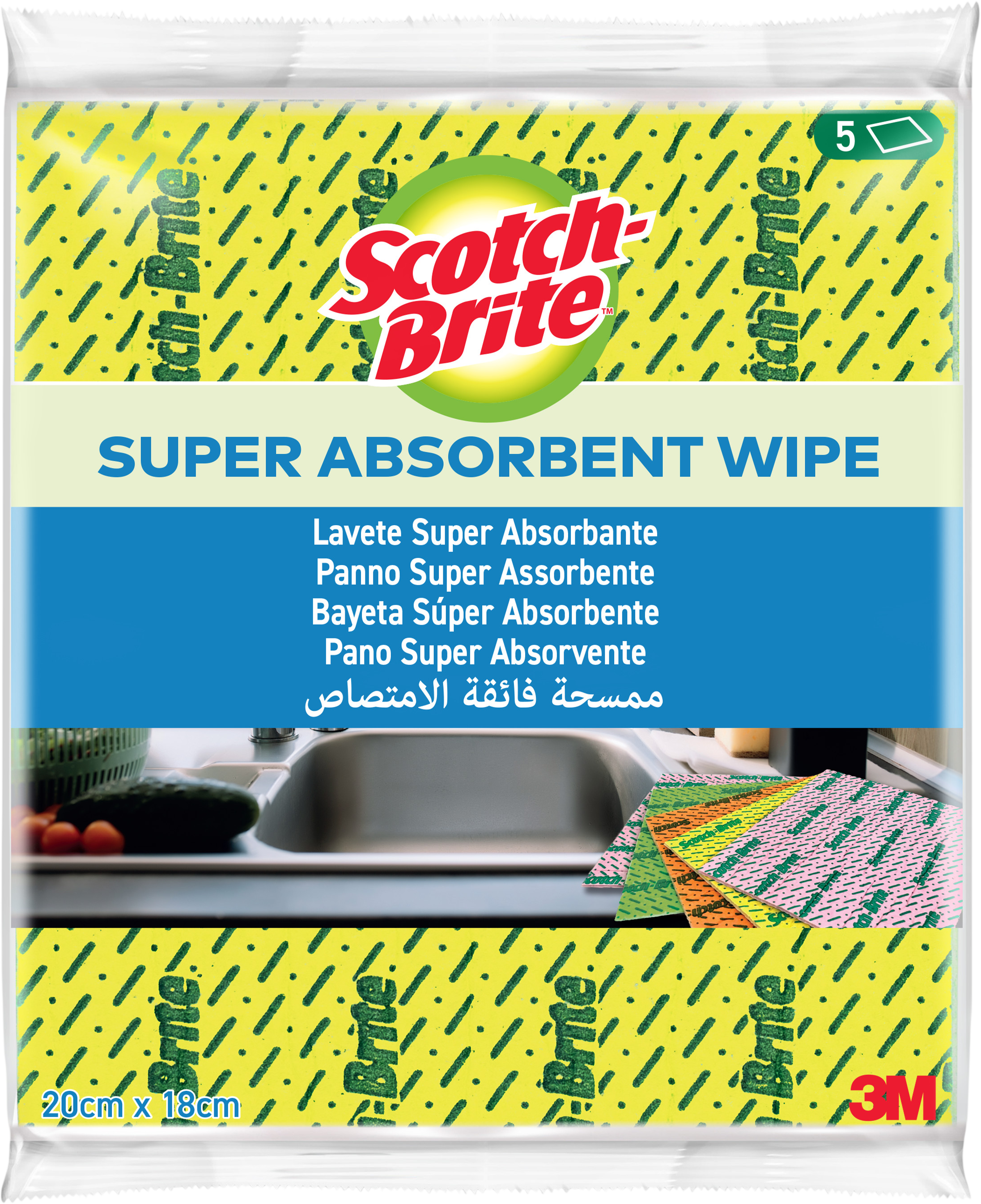 3M Scotch-Brite™ Super Absorbent - Extra savé utierky, farebný mix 5 x 5 ks