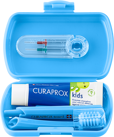 Curaprox Travel set KIDS modrý