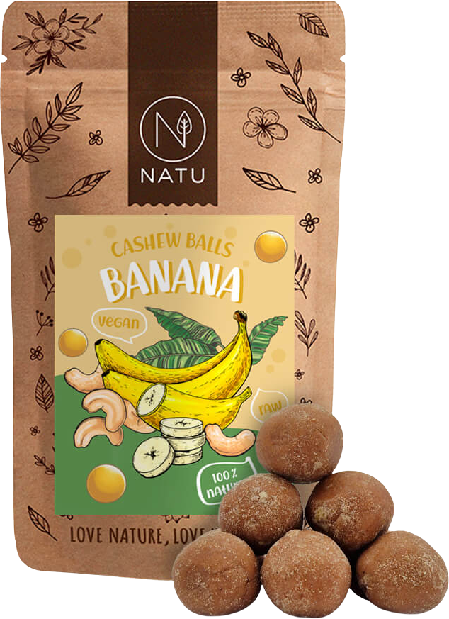 Natu Banánové guličky s kešu krémom 70 g