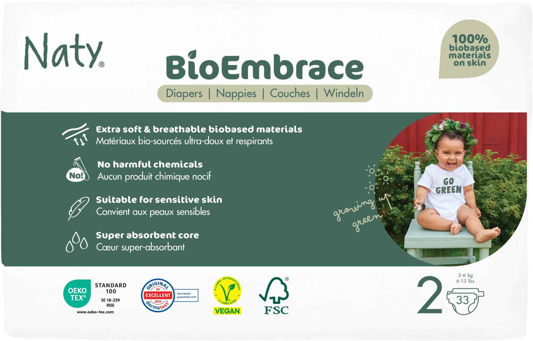 Eco by Naty Plienky mini 3 - 6 kg, 33 ks