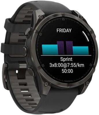 Garmin fēnix 8 – 47 mm, AMOLED, Sapphire, Carbon grey DLC s Black/Grey silikónovým remienkom