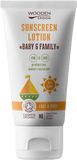 Woodenspoon Opaľovacie telové mlieko v tube Baby & Family SPF 30, 150 ml