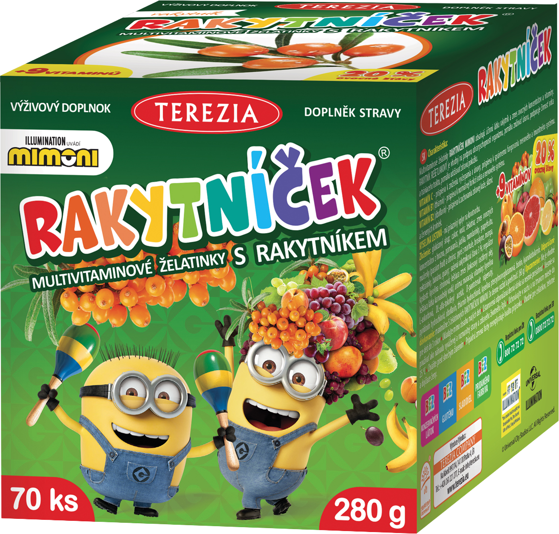 Terezia Rakytníček multivitamínové želatínky s rakytníkom Mimoni 70 ks