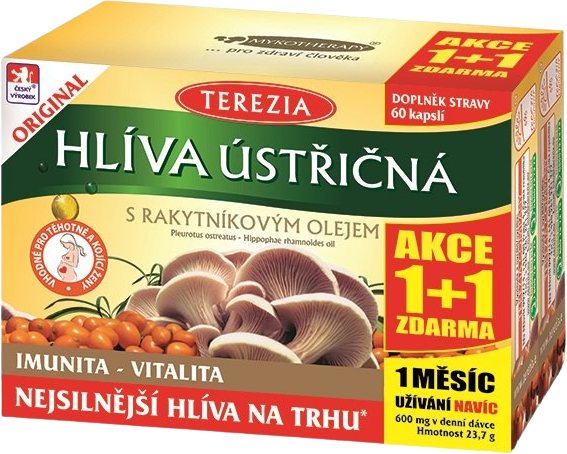 Terezia Hliva ustricovitá s rakytníkovým olejom akcia 1+1 2 x 60 kapsúl