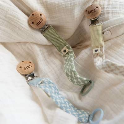 BIBS Paci Braid klip na cumlík, Petrol/ Baby Blue