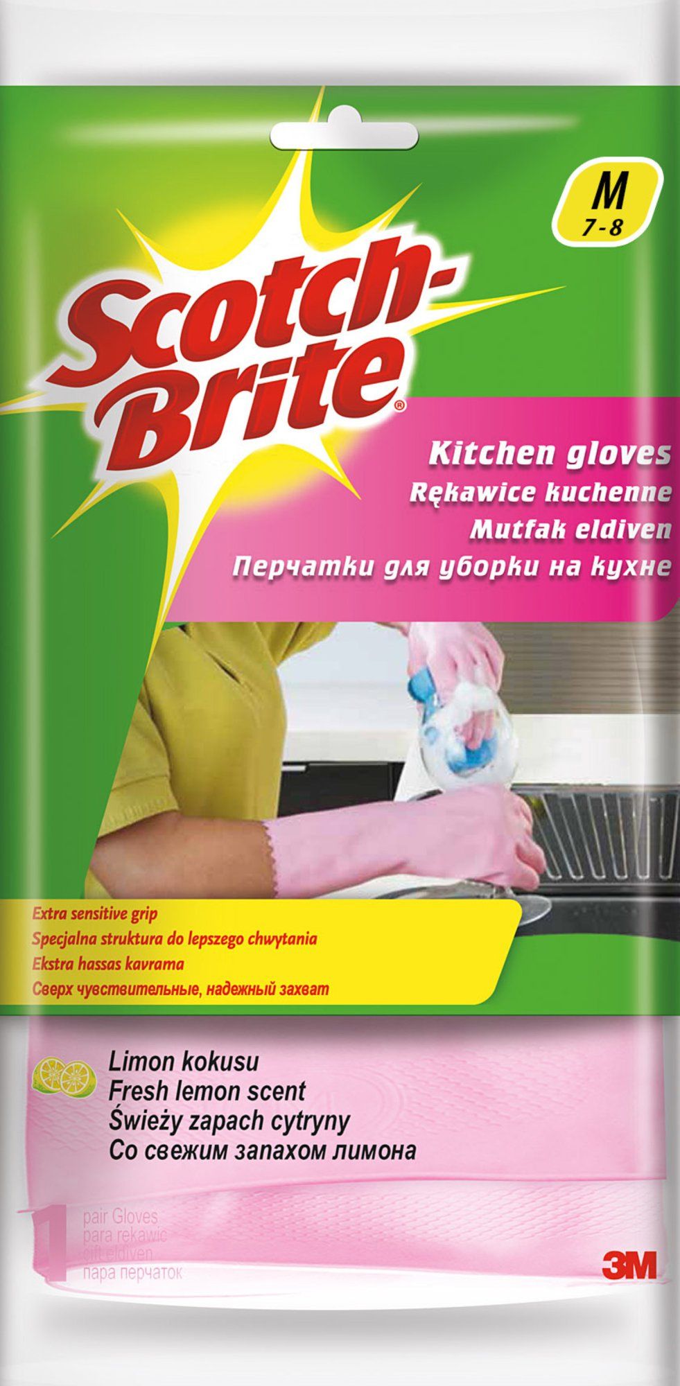 3M Scotch-Brite® Ultra Sensitive kuchynské rukavice, citrónová vôňa 1 ks