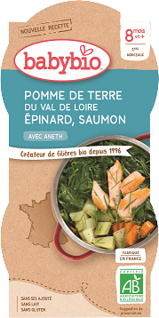 Babybio menu zemiaky a špenát s lososom a ryžou 2 x 200 g
