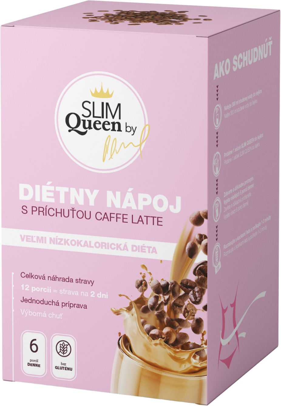 SLIM Queen Diétny nápoj, caffe latte 12 x 32 g