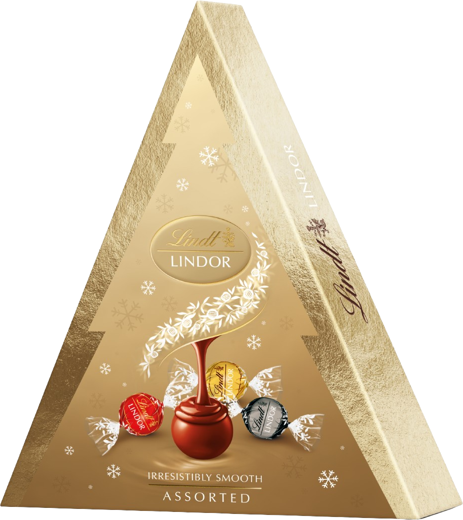 Lindt LINDOR Vianočný stromček Zlatý Mix 125 g