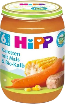 HiPP Príkrm BIO Mrkva s kukuricou a teľacím mäsom 190 g