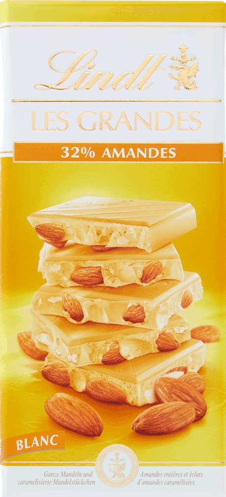 Lindt Les Grandes biela čokoláda s mandľami 150 g