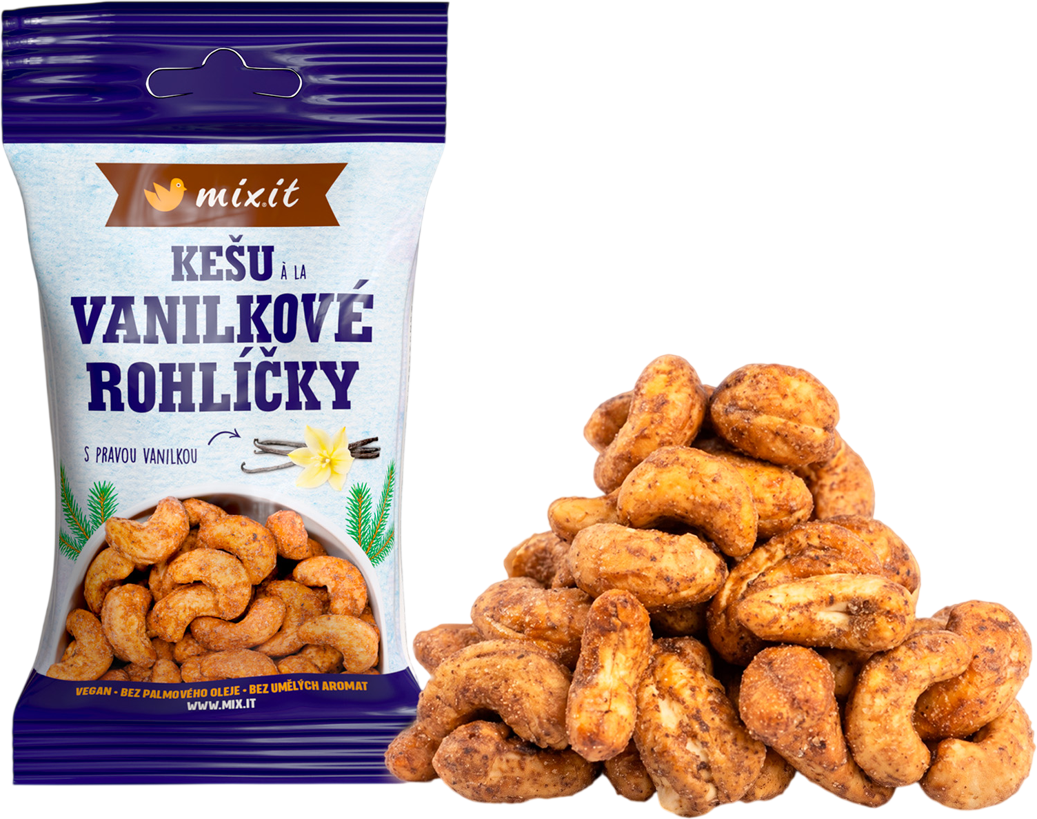 Mixit Kešu à la vanilkové rožky do vrecka 60 g