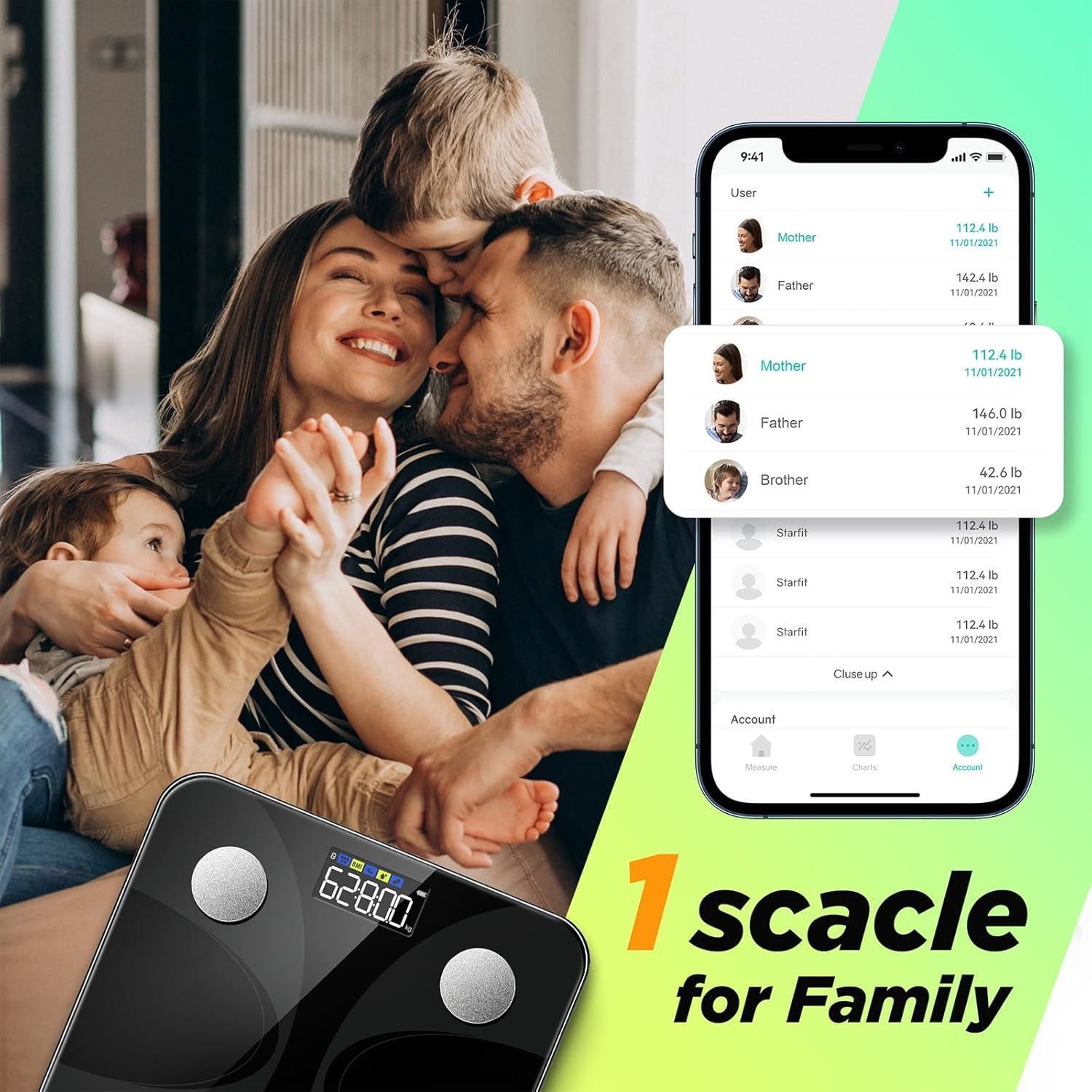 Runstar 4E Body Scale Diagnostická osobná inteligentná váha, čierna