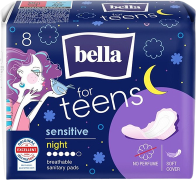 Bella for Teens Sensitive Night menštruačné vložky nočné 8 ks