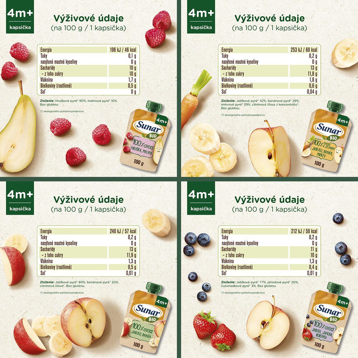 Sunar BIO vrecúško mix kartón (od 4 mesiacov) 12 x 100 g