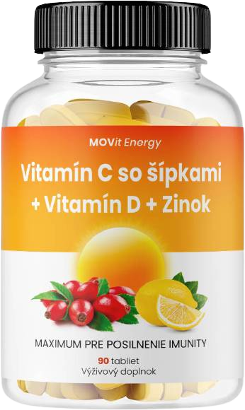 MOVit Energy MOVit Vitamín C 1200 mg so šípkami + Vitamín D + Zinok Premium 90 tablet
