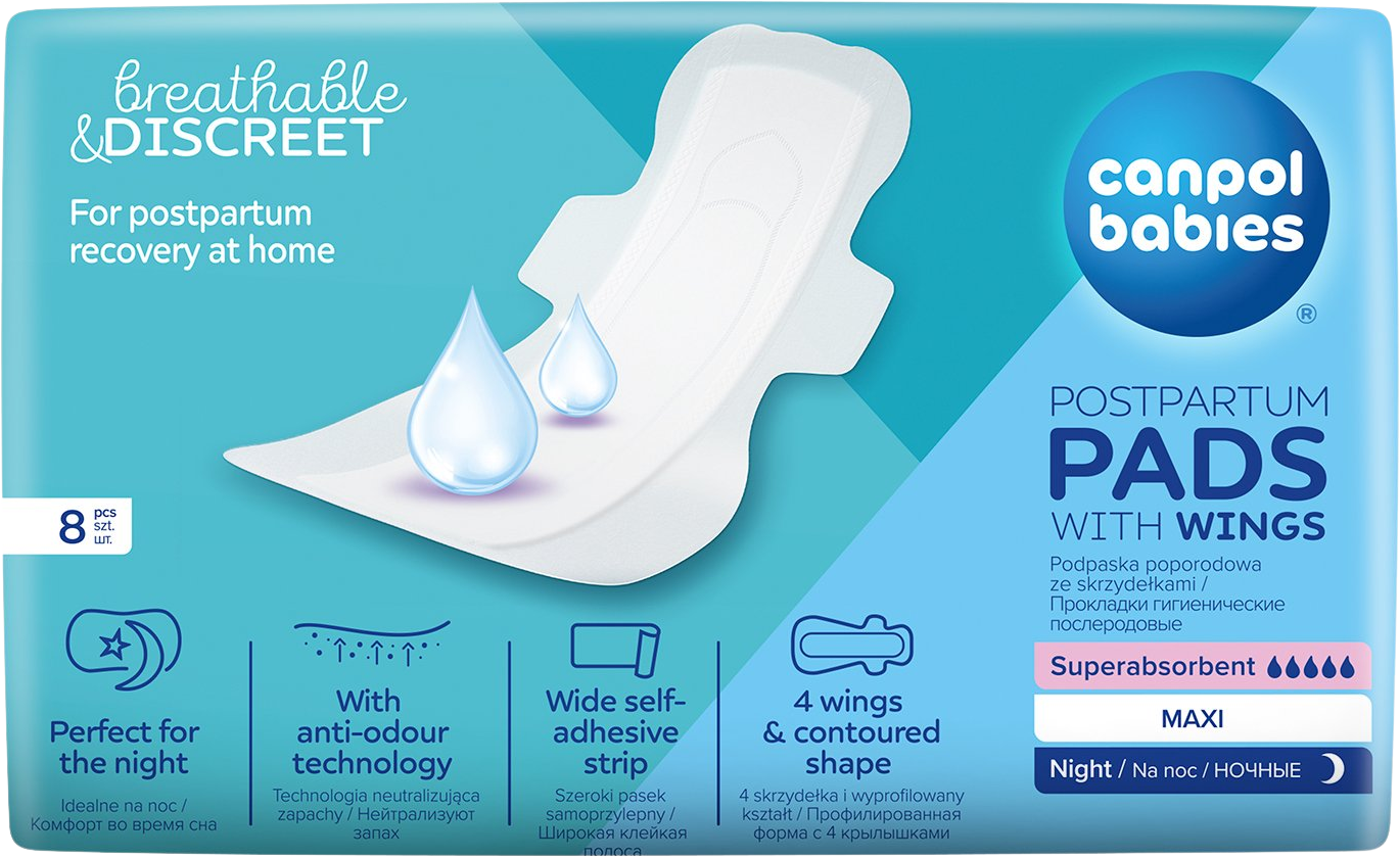 Canpol babies Popôrodné vložky s krídelkami nočné 8 ks