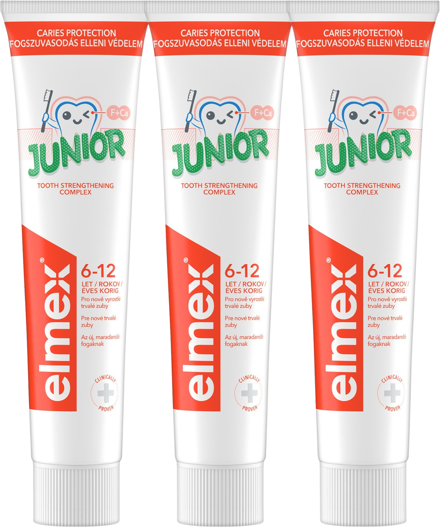 Elmex Junior Zubná pasta pre deti vo veku 6-12 rokov 3 x 75 ml