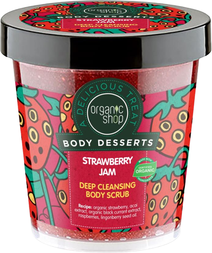 Organic Shop Detoxikačný telový peeling – Jahodový džem 450 ml