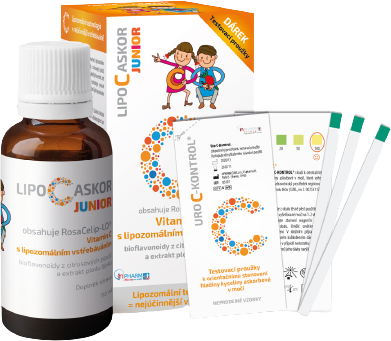 Lipo C Ascor C Askor JUNIOR sirup  + testovacie prúžky 4 ks, vitamín C s lipozomálnym vstrebávaním 110 ml