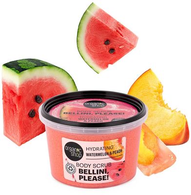 Organic Shop Hydratačný telový peeling Bellini, please! Vodný melón a broskyňa 250 ml