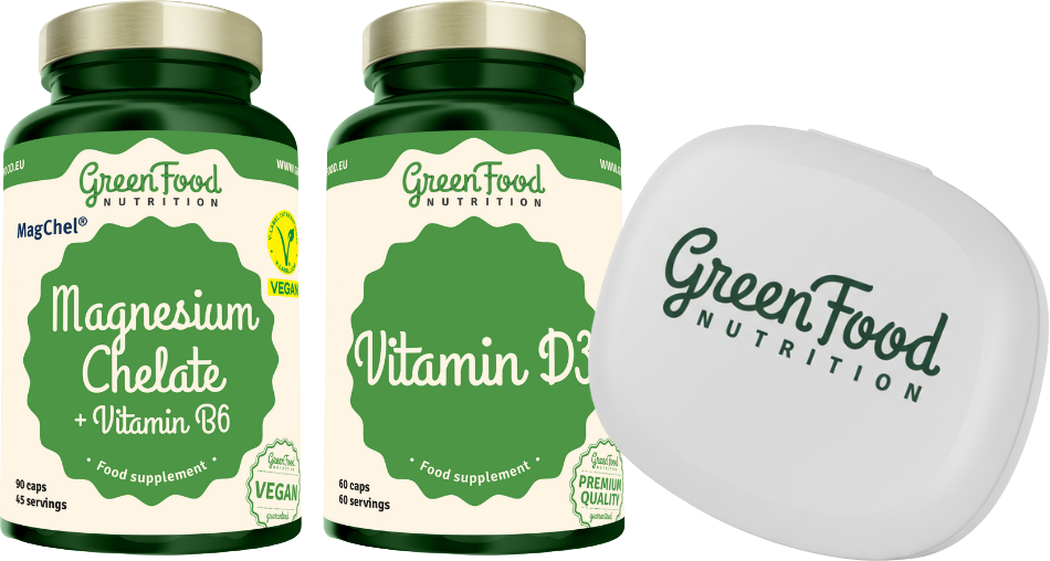 GreenFood Nutrition Duopack Magnesium Chelate 90ks+ Vitamin D3 60ks