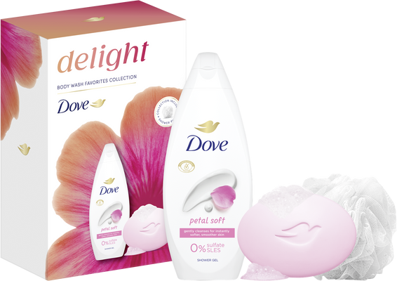 Dove Petal Soft kazeta so sprchovou hubkou