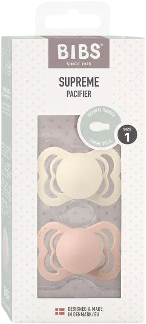 BIBS Supreme Symetrické Cumlíky z prírodného kaučuku Ivory/Blush, 0-6m, 2 ks