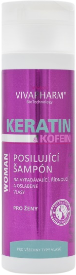 VivaPharm Keratínový šampón s kofeínom pri vypadávaní vlasov pre ženy 200 ml