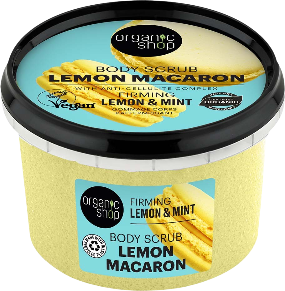 Organic Shop Spevňujúci telový peeling Lemon Macaron Citrón a mäta 250 ml