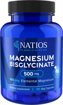 Natios Bisglycinát horečnatý 500 mg + B6, (elementárny horčík 100 mg), 90 kapsúl