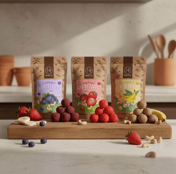Natu Čučoriedkové guličky s kešu krémom 70 g
